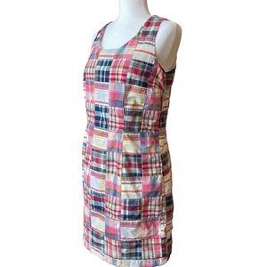 LL Bean Women's Madras plaid sleeveless sheath style dress, Sz 10P